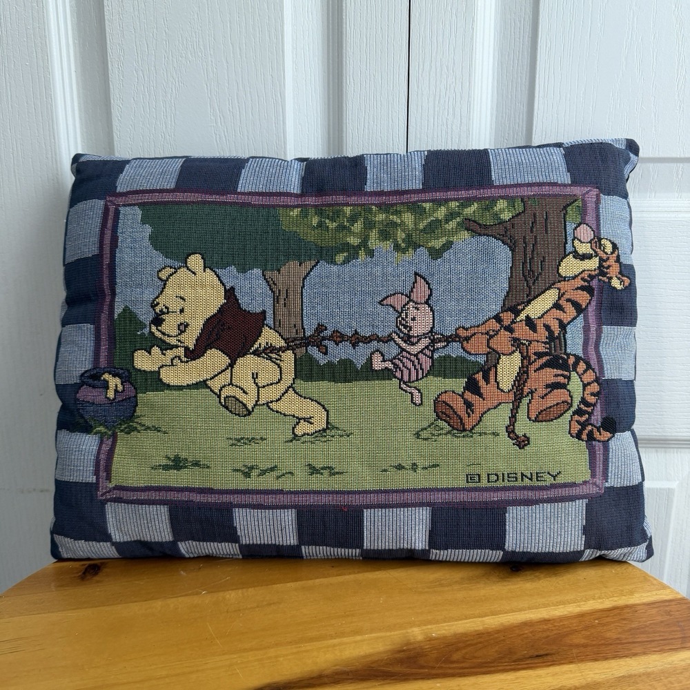 Disney Vintage Needlepoint Tapestry Winnie The Pooh Tigger Piglet Pillow Collect